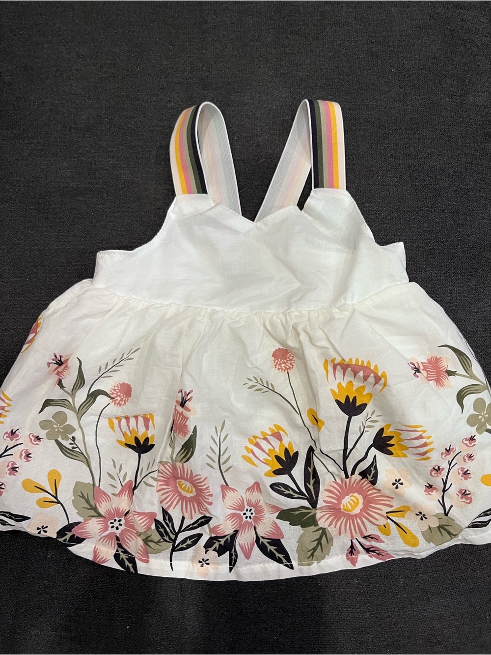 Cynthia Rowley White Floral Dress with Rainbow Straps